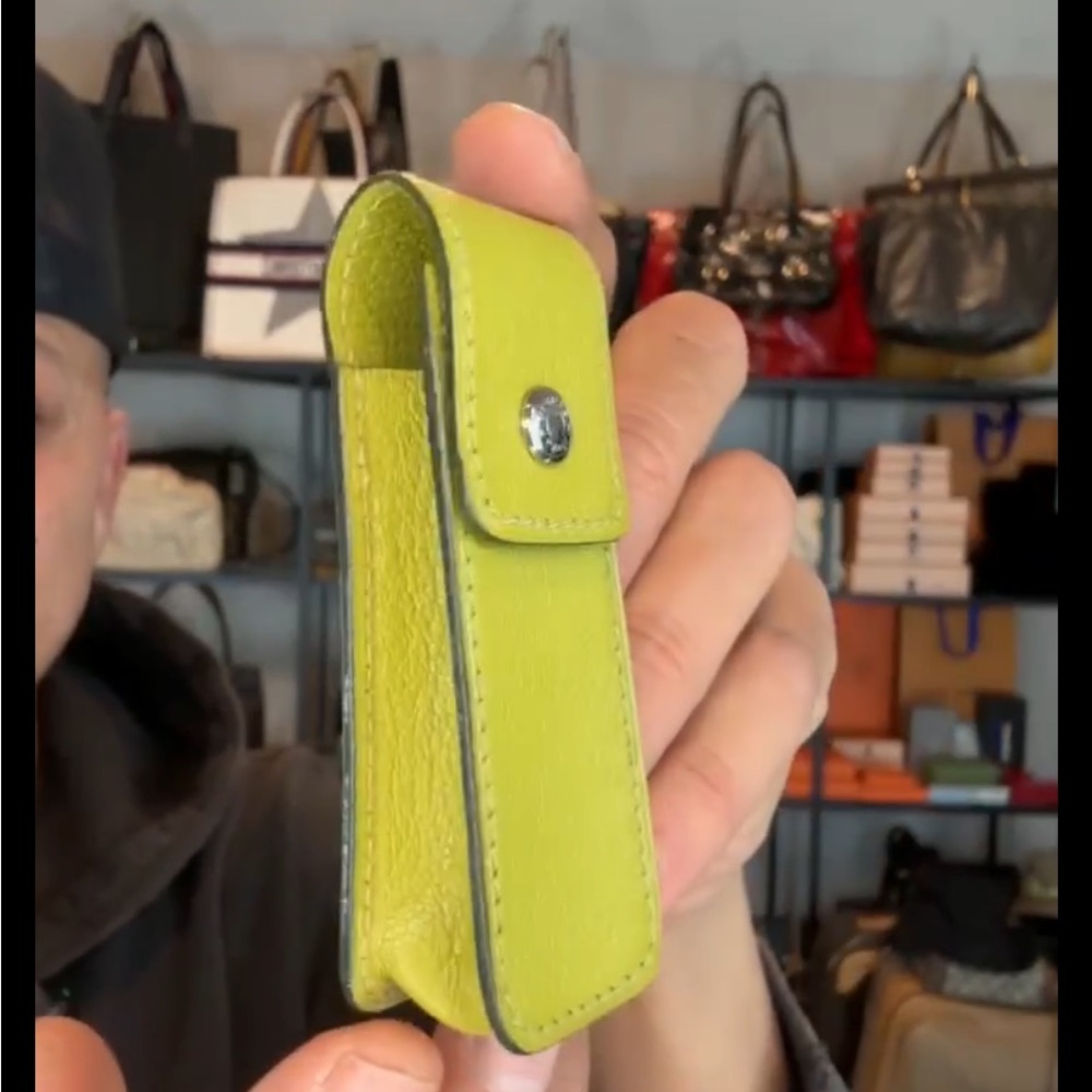 💯 Authentic HERMES Vintage leather lipstick, hard drive, vape case- SHW